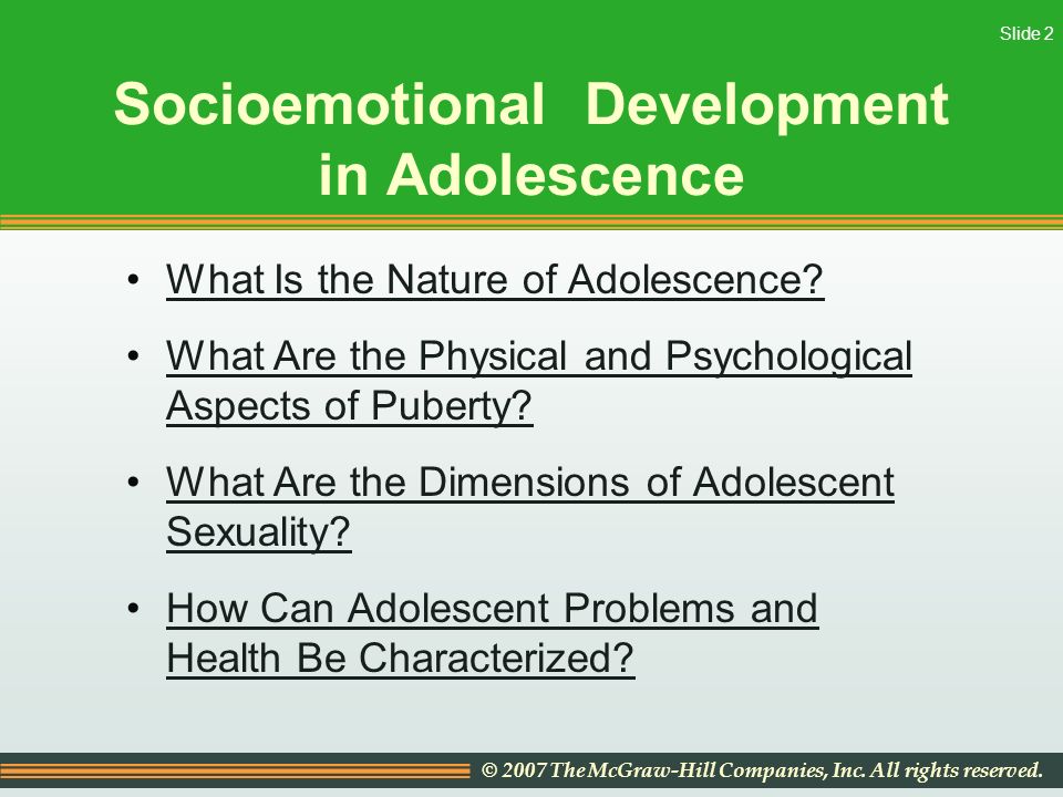 Socio emotional issues in adolescence